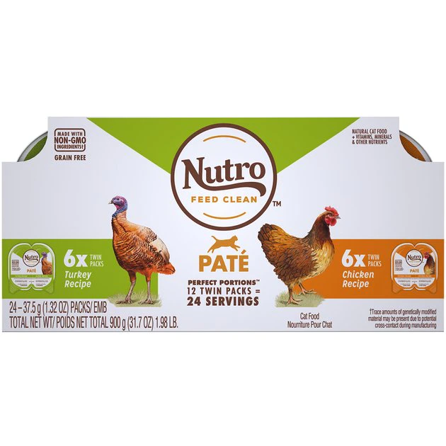 Buy π Nutro Perfect Portions Grain-Free Multi-Pack Real Turkey & Real Chicken PatΓ© Recipe Cat Food Trays π