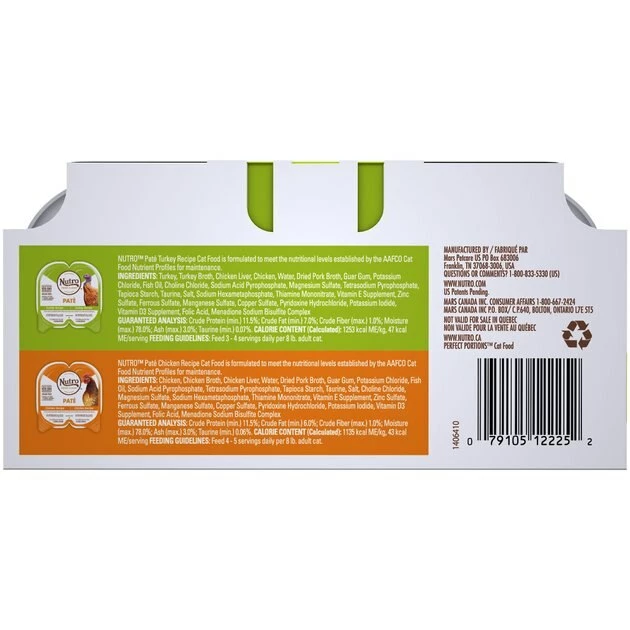 Buy π Nutro Perfect Portions Grain-Free Multi-Pack Real Turkey & Real Chicken PatΓ© Recipe Cat Food Trays π - Image 2