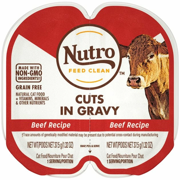 Promo ๐งจ Nutro Perfect Portions Grain-Free Cuts in Gravy Beef Recipe Cat Food Trays ๐ฅ