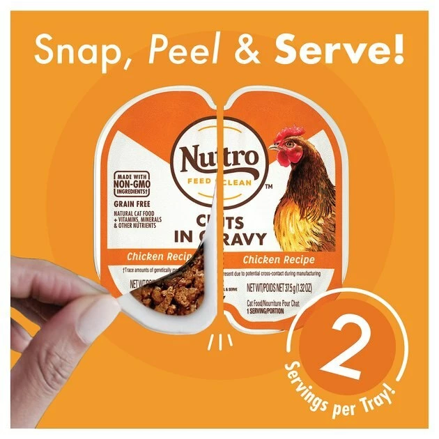 Cheapest ๐ Nutro Perfect Portions Grain-Free Cuts in Gravy Variety Pack Beef, Tuna & Chicken Recipe Adult Cat Food Trays ๐ - Image 4