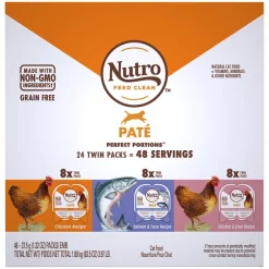 Promo ๐ Nutro Perfect Portions Grain-Free Variety Pack Chicken, Salmon & Tuna, Chicken & Liver Patรฉ Recipe Adult Cat Food Trays ๐ฅฐ