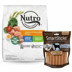Buy 💯 Nutro||SmartBones Nutro Natural Choice Large Breed Adult Chicken & Brown Rice Recipe Dry Food + SmartBones SmartSticks Peanut Butter Chews 🦮 Dog Treats 🥰