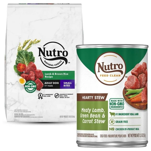 Deals 🌟 Nutro Natural Choice Small Bites Adult Lamb & Brown Rice Recipe Dry Food + Hearty Stew Meaty Lamb, Green Bean & Carrot Cuts in Gravy Grain-Free Canned 🐕 Dog Food 😀