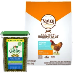 Best reviews of 🌟 Nutro||Greenies Nutro Wholesome Essentials Indoor Chicken & Brown Rice Recipe Adult Dry Food + Greenies Feline Greenies Smartbites Healthy Indoor Tuna Flavored Cat Treats ❤️