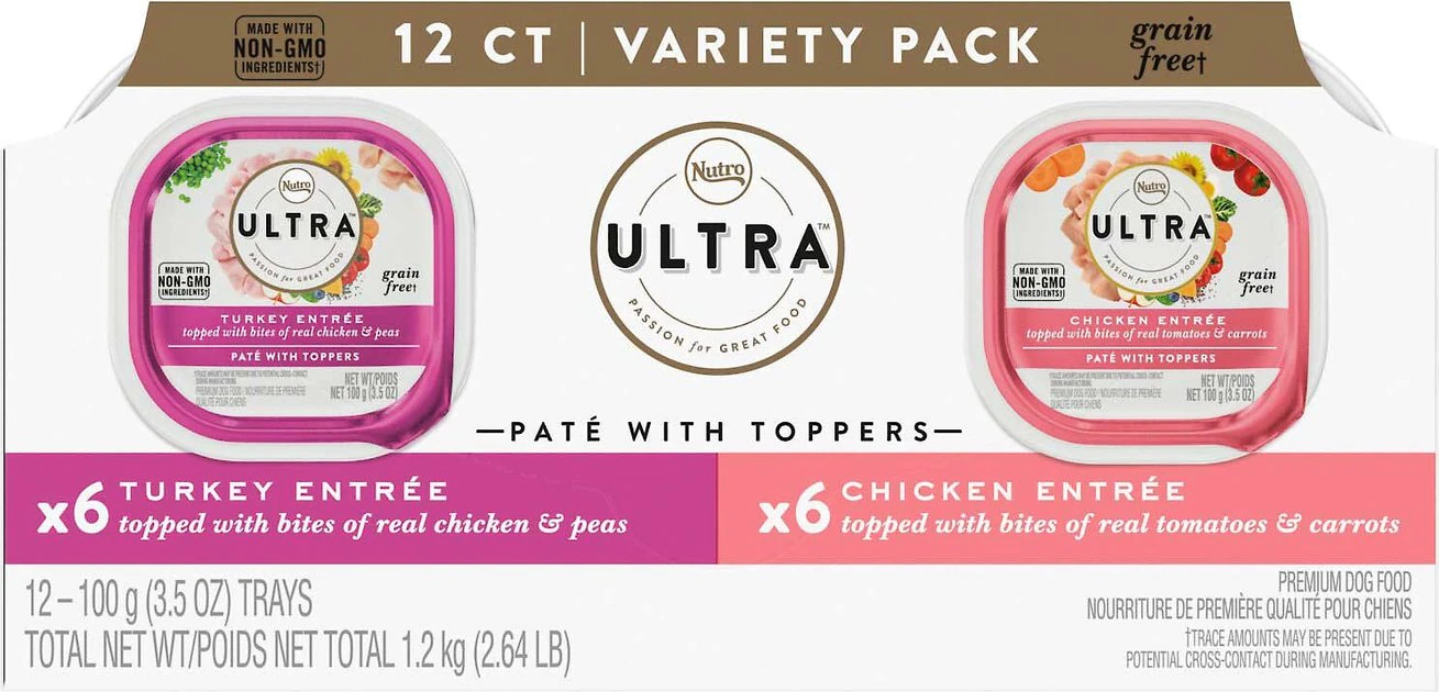 Cheapest ๐ Nutro Ultra Variety Pack Turkey Entree & Chicken Entree Pate Food Trays with Toppers + Dry ๐ Dog Food ๐