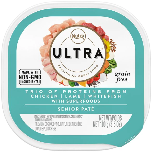 Coupon โค๏ธ Nutro Ultra Grain-Free Trio Protein Chicken, Lamb & Whitefish Pate with Superfoods Senior Wet ๐ Dog Food Trays ๐ฅฐ