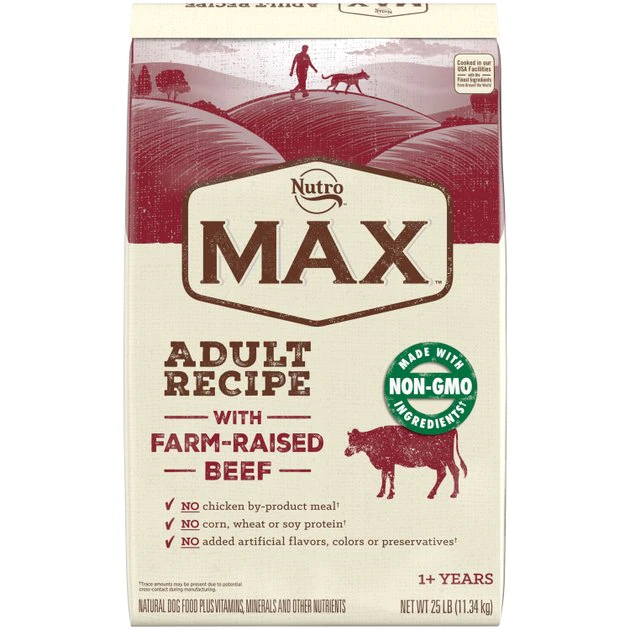 Cheap 🎁 Nutro Max Adult Farm-Raised Beef Recipe Natural Dry 🦮 Dog Food, 25-lb bag ✔️