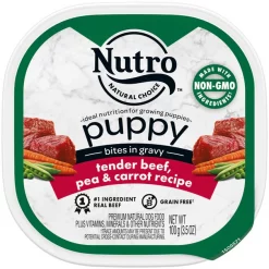 Discount 🎉 Nutro Puppy Tender Beef, Pea & Carrot Recipe Bites In Gravy Grain-Free 🐕 Dog Food Trays 🧨